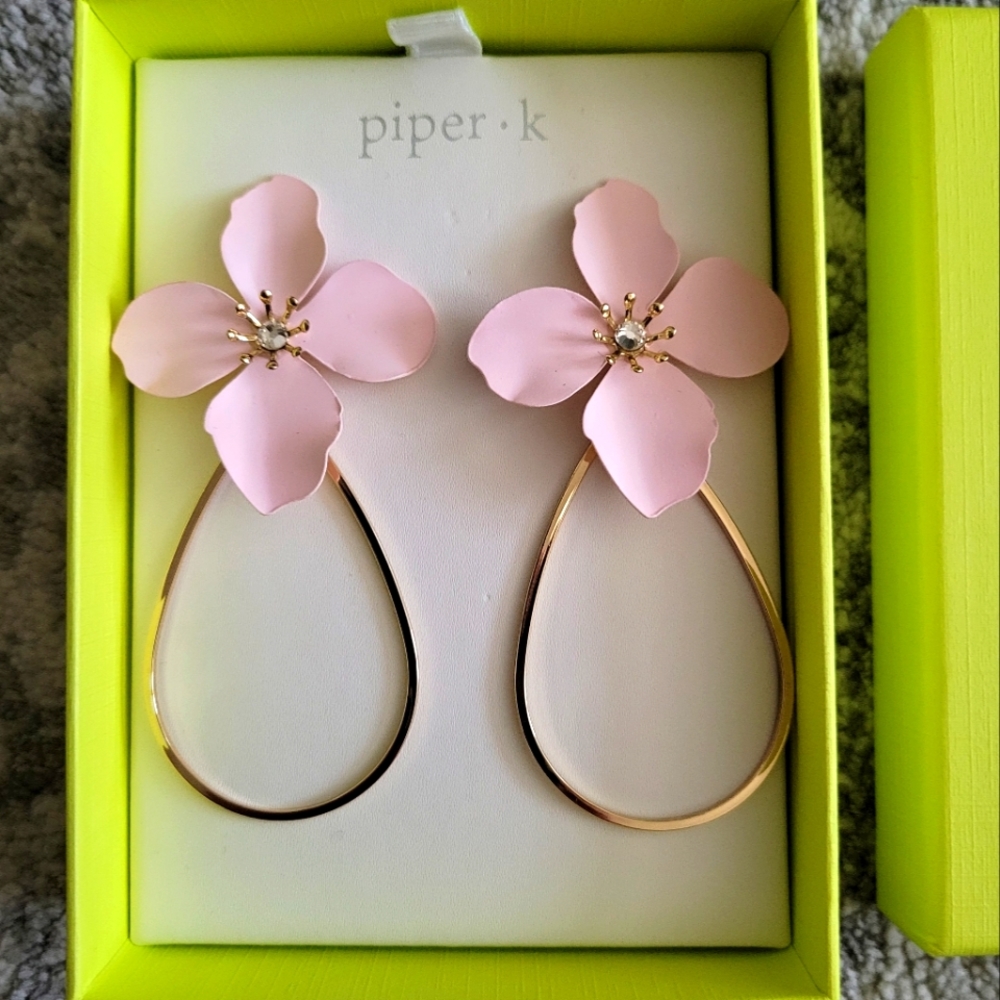 Piper k pink floral loop earrings